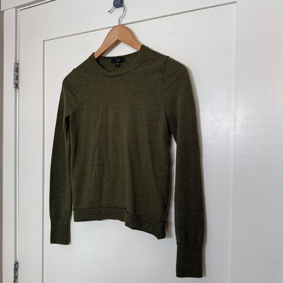 J Crew Sweater Womens Sz XS Green Knit 100% Merino Wool Minimalist Preppy - Picture 2 of 11